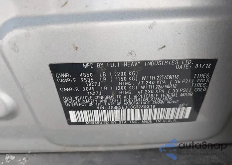 2016 Subaru Outback 3.6R Limited z USA, uszkodzony, nr VIN 4S4BSEJC8G3289318